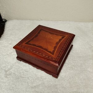 Vintage Nogiguchi Collection 7" x 7" Wooden Jewelry Box w/ Mirror, Music Box
